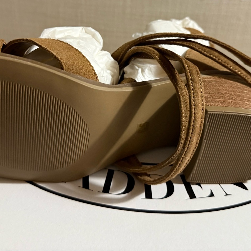 Steve Madden Brown Suede Block Heel Sandals - Picture 7 of 12